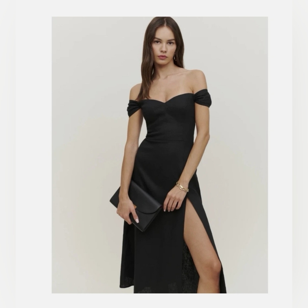 Reformation Black Off-Shoulder Maxi Dress